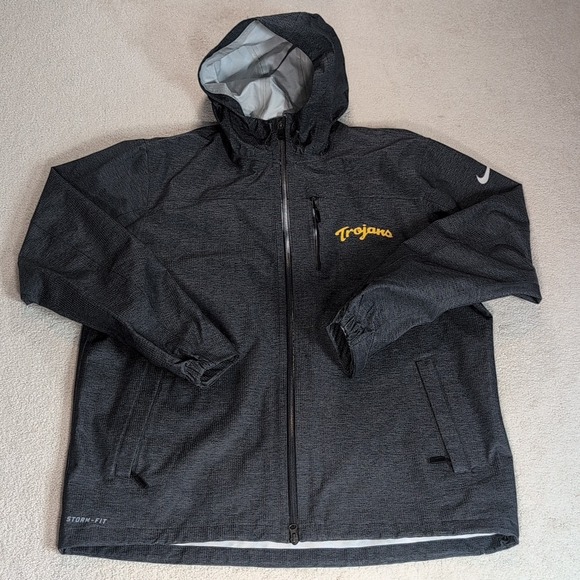 Nike Other - Nike Storm Fit Hooded Rain Jacket Mens XL Full Zip Charcoal Gray Zipper Pockets